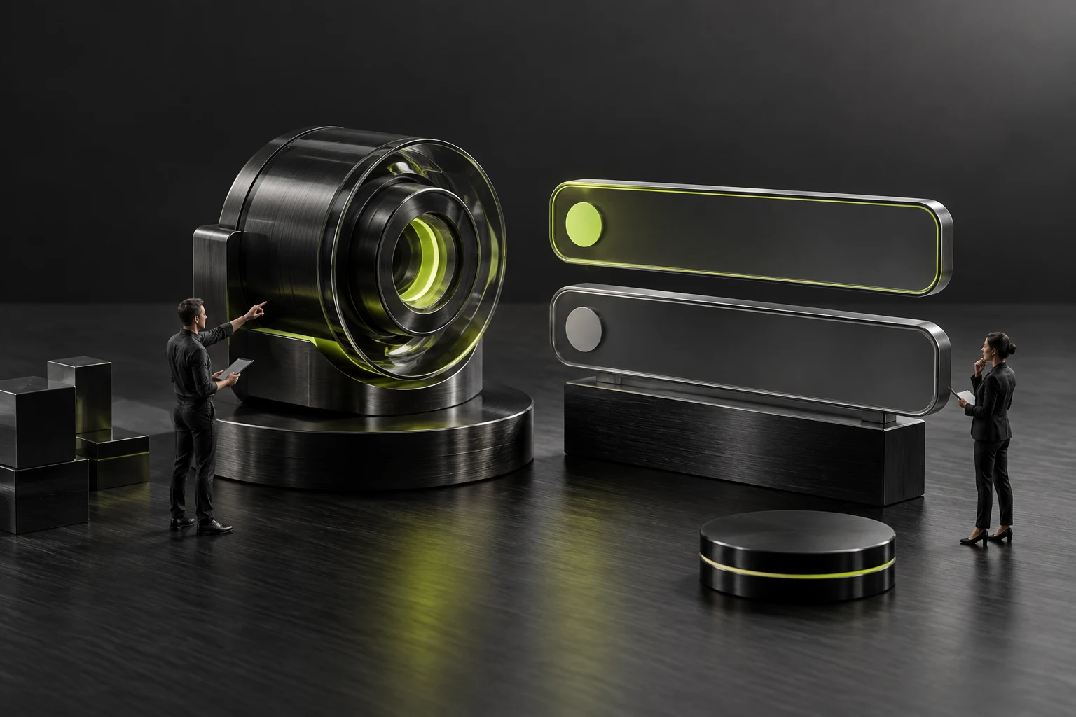 Conceptual miniature scene reviewing product meaning and wording for target readers together