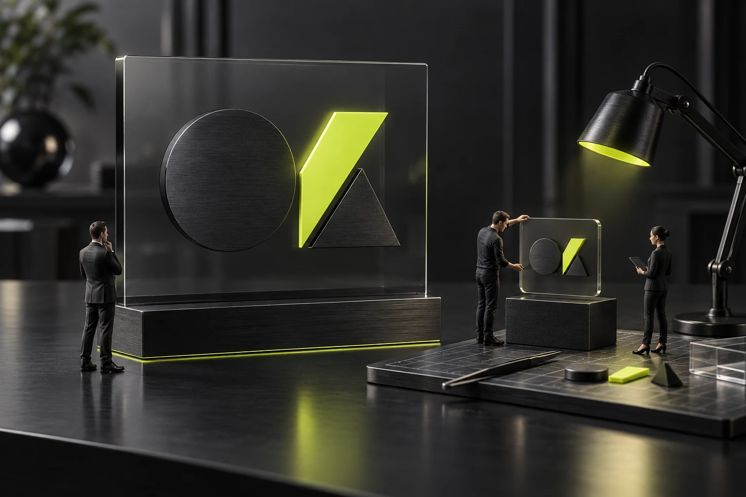 A miniature design scene retaining core identity with restricted icon purposes