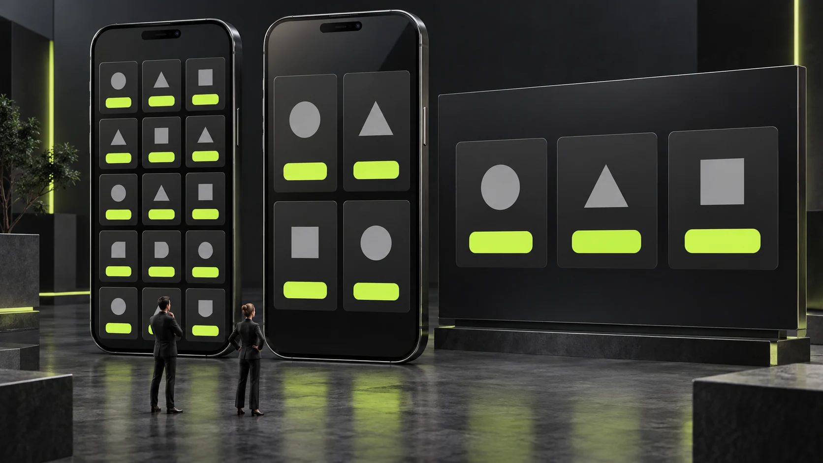 Service cards changing from crowded columns to clear mobile structures