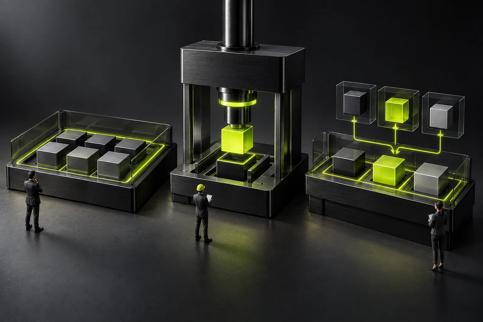 A miniature scene linking skipping, overwriting, and merging with explicit effects