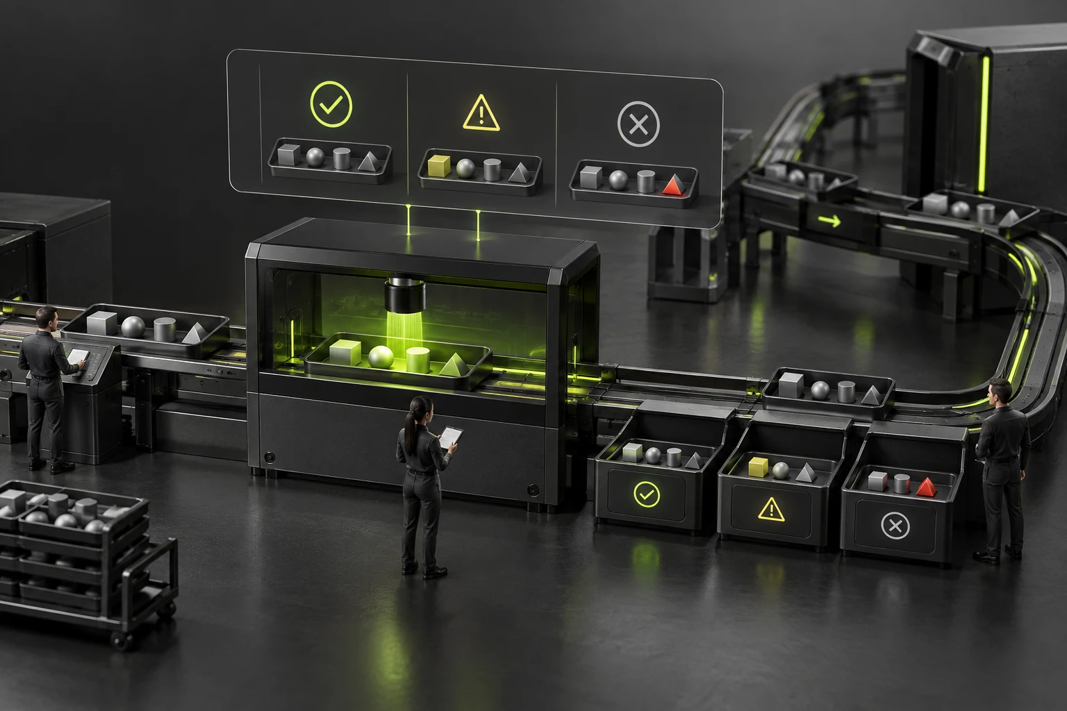 A miniature scene checking small samples and retries for duplicate-free creation