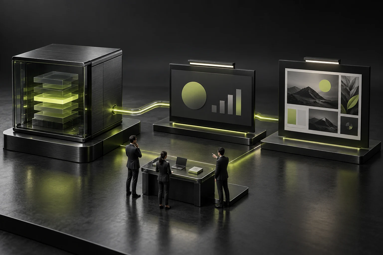 A miniature review desk confirming factual evidence and external expression separately