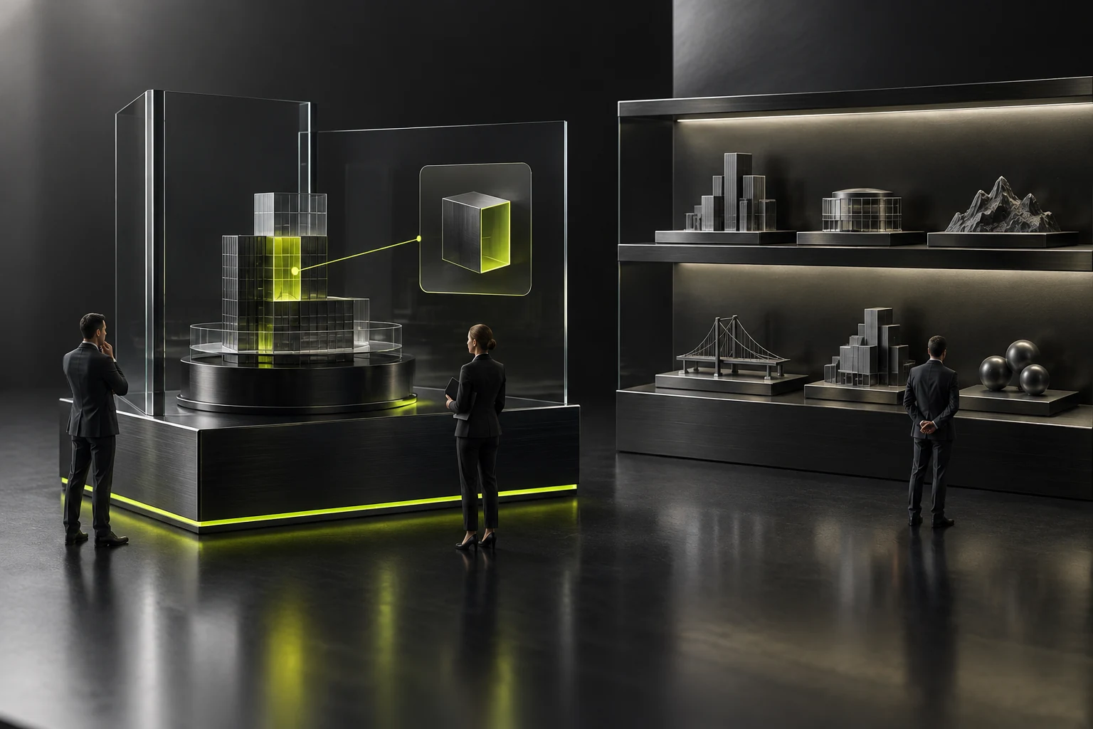A miniature scene accurately matching old project duties with new-business categories