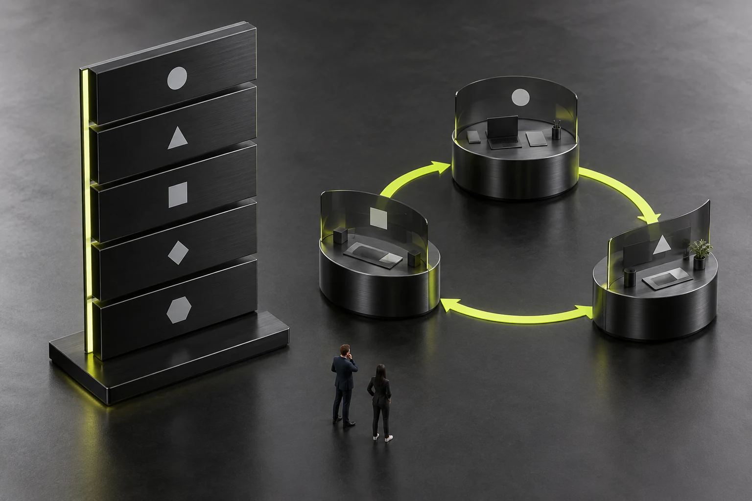Separately organizing menu locations and daily operational task routes