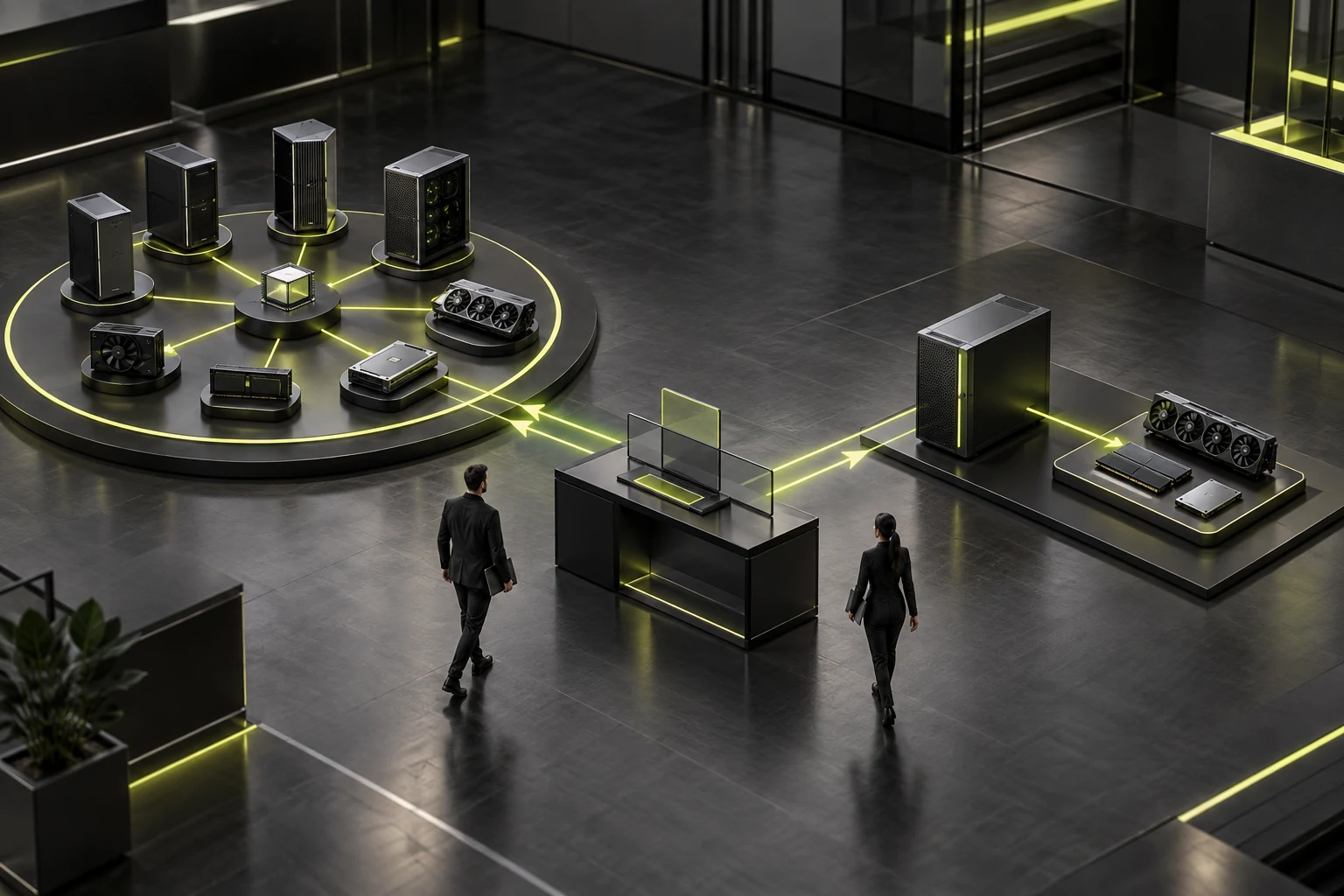 Two-way routes from equipment to accessories and from accessories to equipment