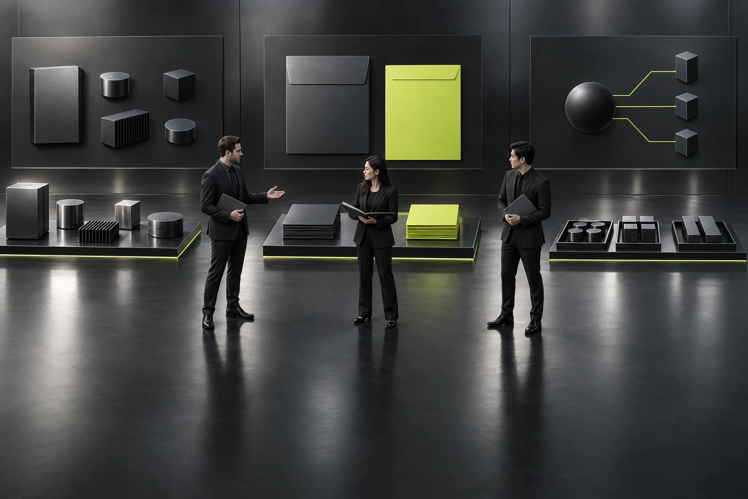 Miniature scene preparing different background for three inquiry purposes