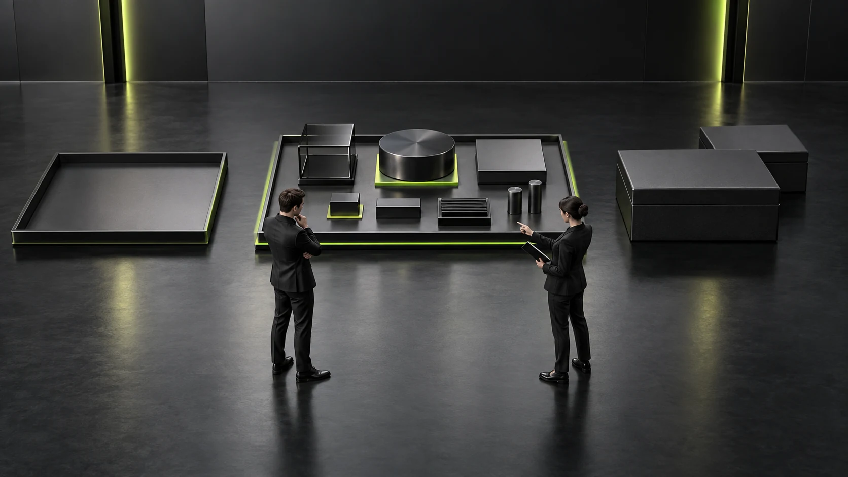 Miniature scene selecting the initial product scope according to material readiness
