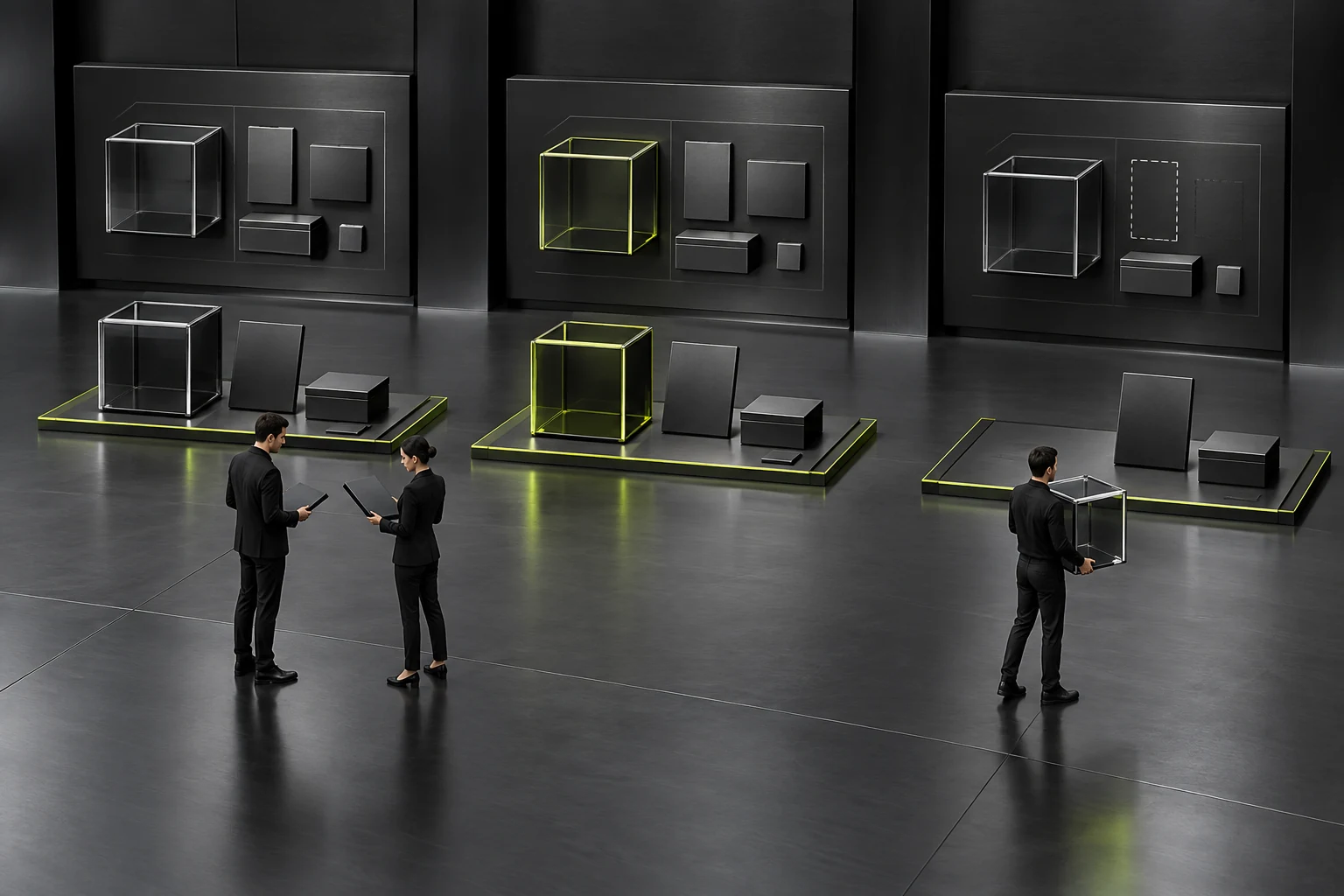 Miniature scene checking product identity and the completeness of necessary materials