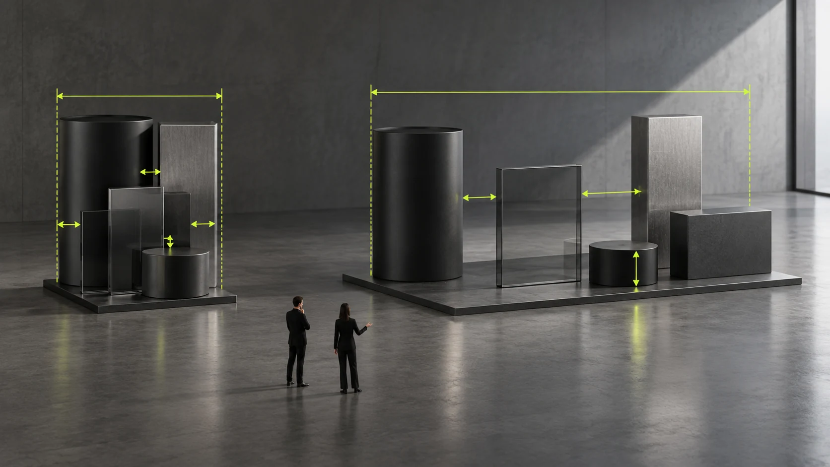Staff compare several visual directions for a website against shared design criteria