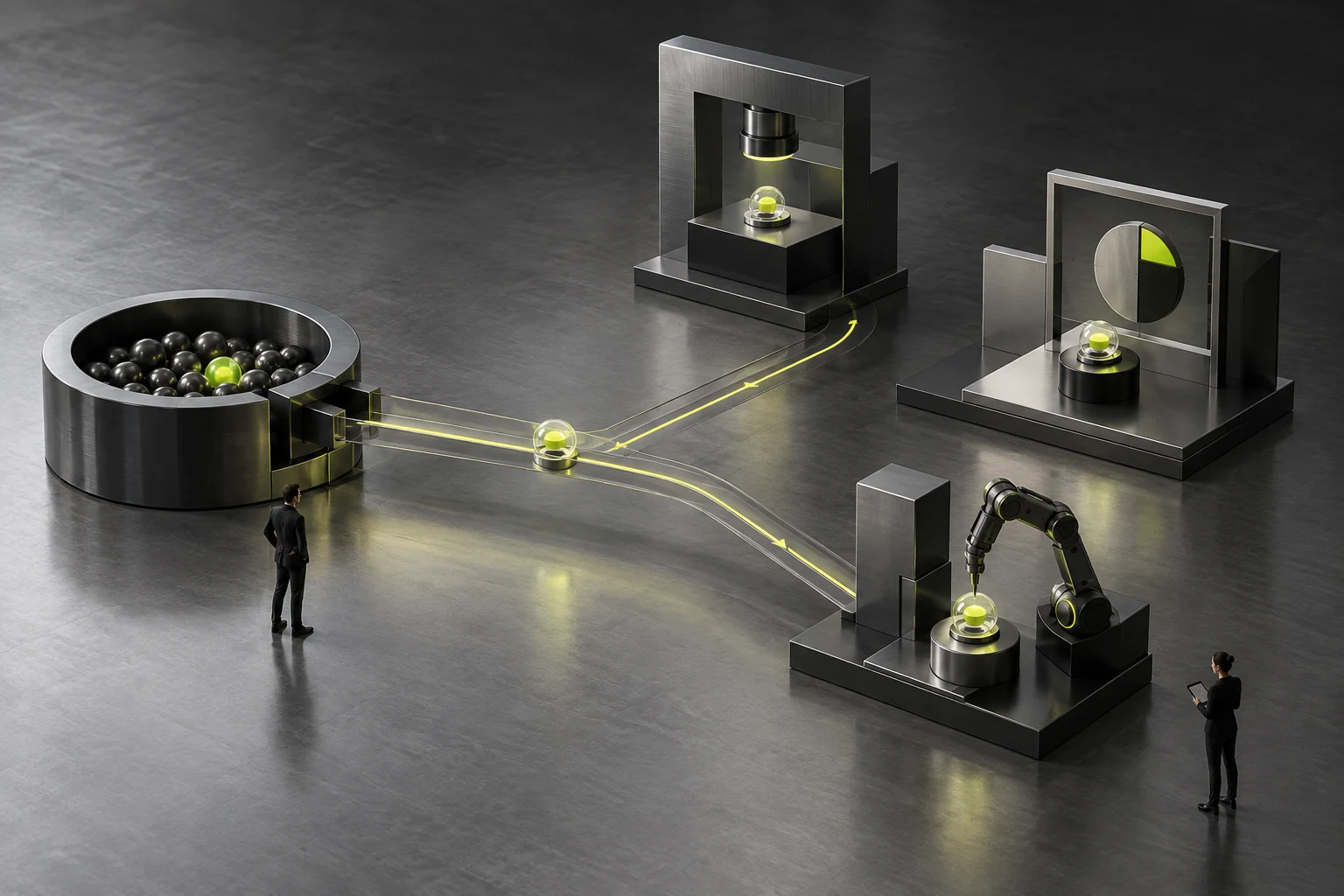 The same information capsule reaches technical review, business fit and maintenance work areas, reflecting different purchasing judgments.