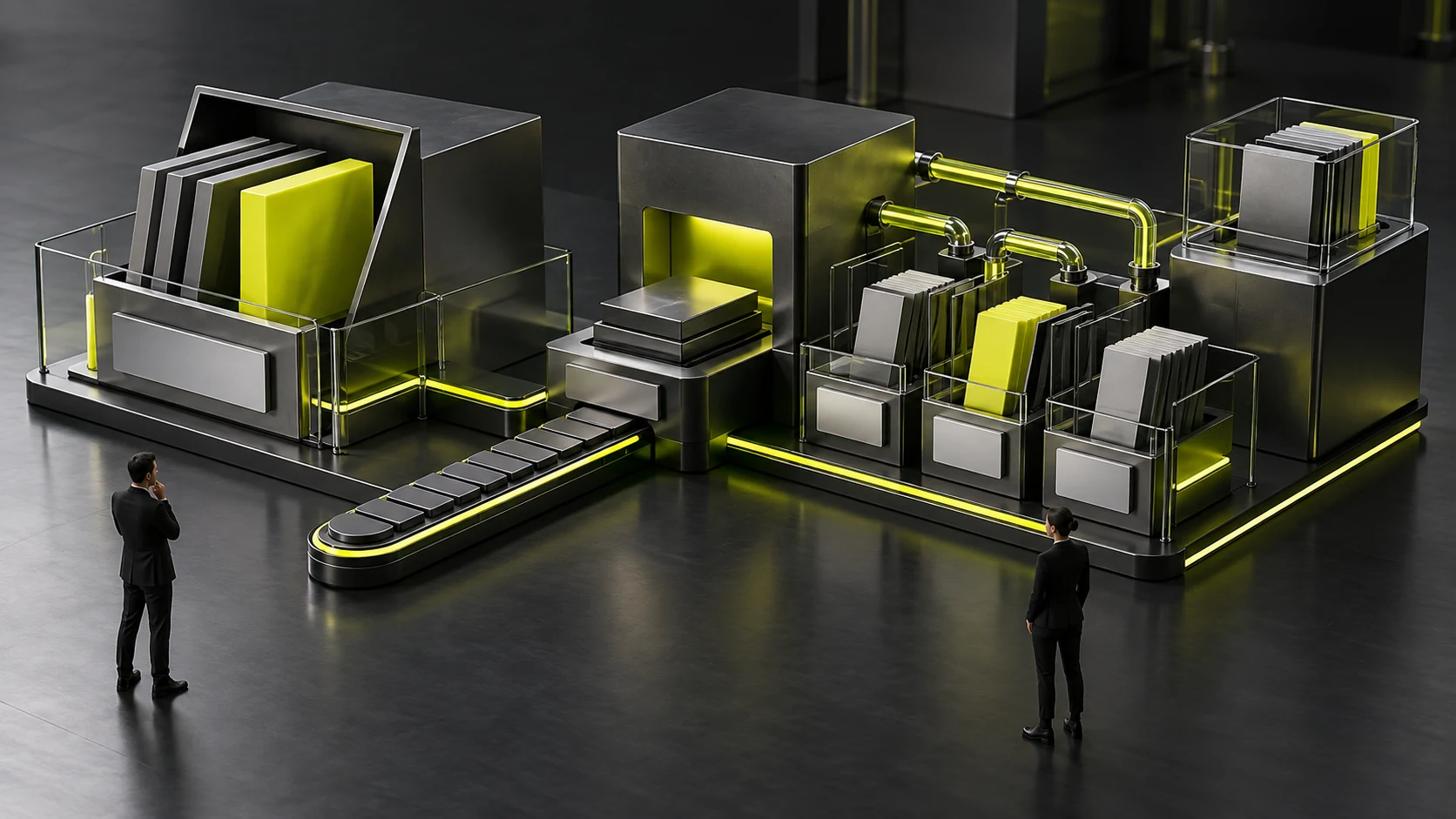 Form label panels stay connected to input slots while grouping rails and a keyboard path create an operable structure.