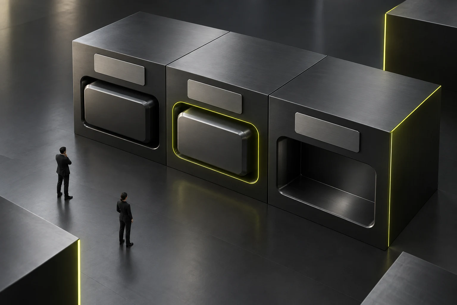 Label panels remain visible after input slots contain content, and a thin border indicates focus on a nearby field.
