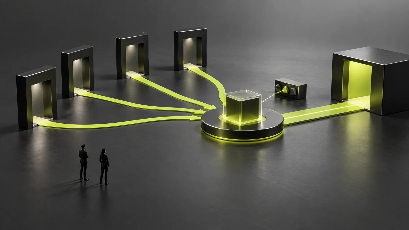 Conceptual diagram of multiple old promotional entry points connecting to the same product destination