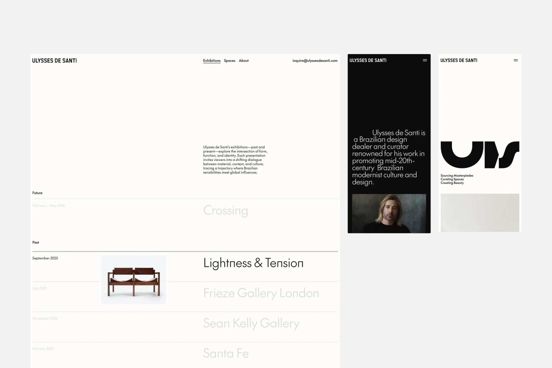 Ulysses de Santi Future/Past exhibition index and mobile brand page