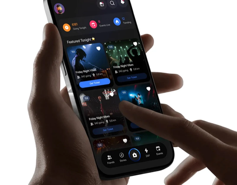 Social Event App Design: Photos, Maps, and Ticket Cards design preview