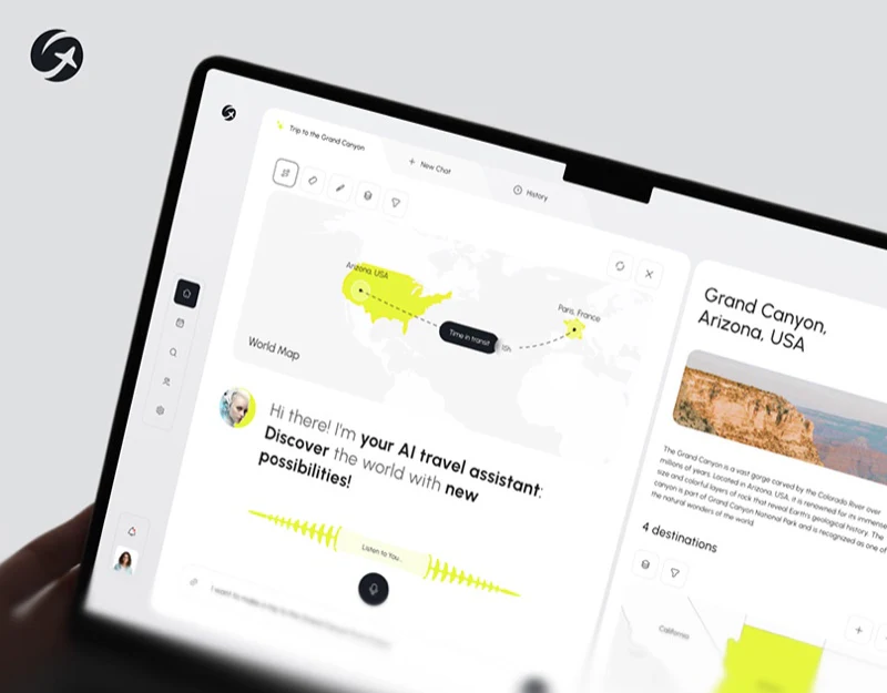 AI Travel Assistant Interface Design: Requests to Places design preview