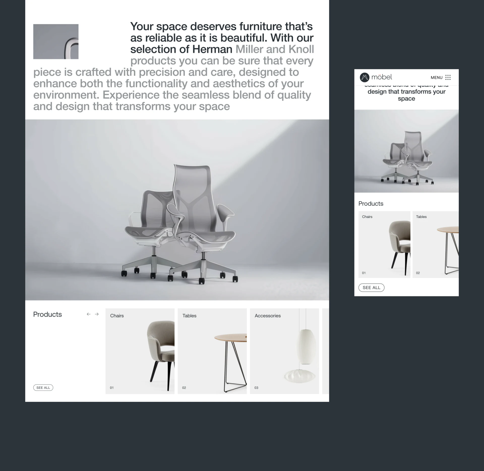 Möbel办公椅主图和Chairs、Tables、Accessories分类的宽窄版