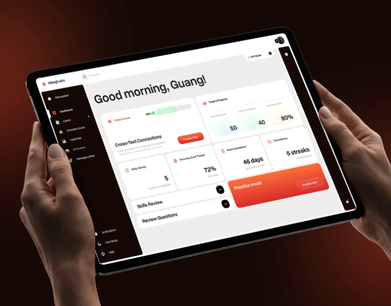 Learning Platform Interface Design: Tasks Before Settings design preview