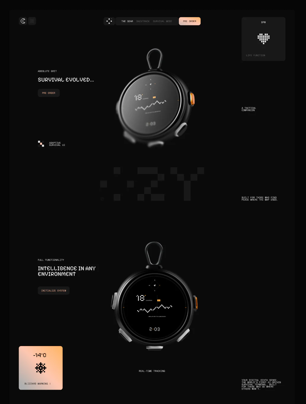 OZY black device hero with Pre Order navigation and temperature notice