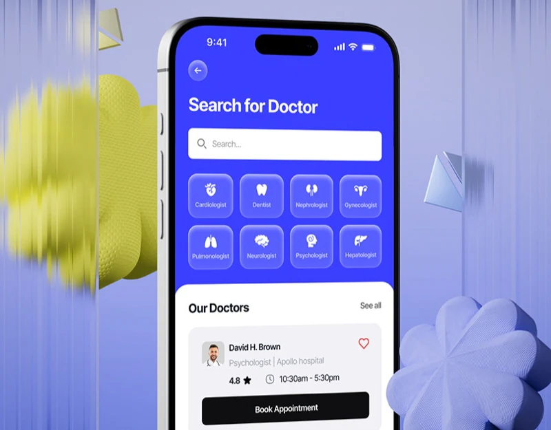Medical Booking Interface Design: Check Doctor and Time design preview
