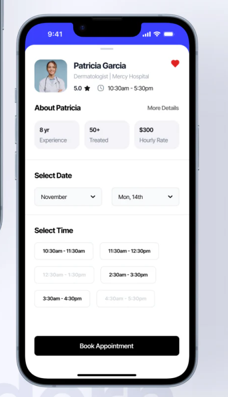 Month, day, and time intervals within doctor detail