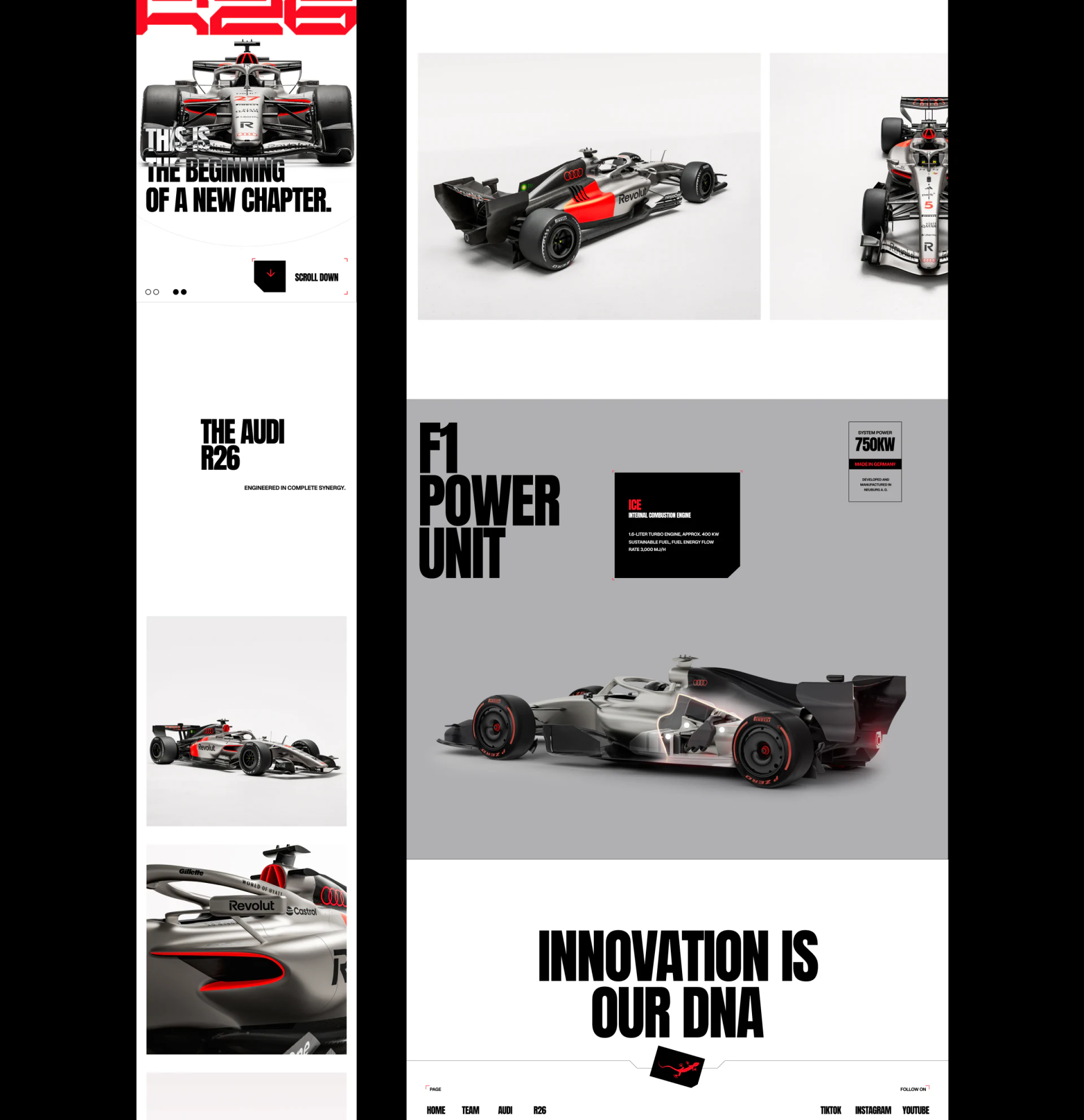 Car angles, power unit explanation card, local highlight and lower navigation