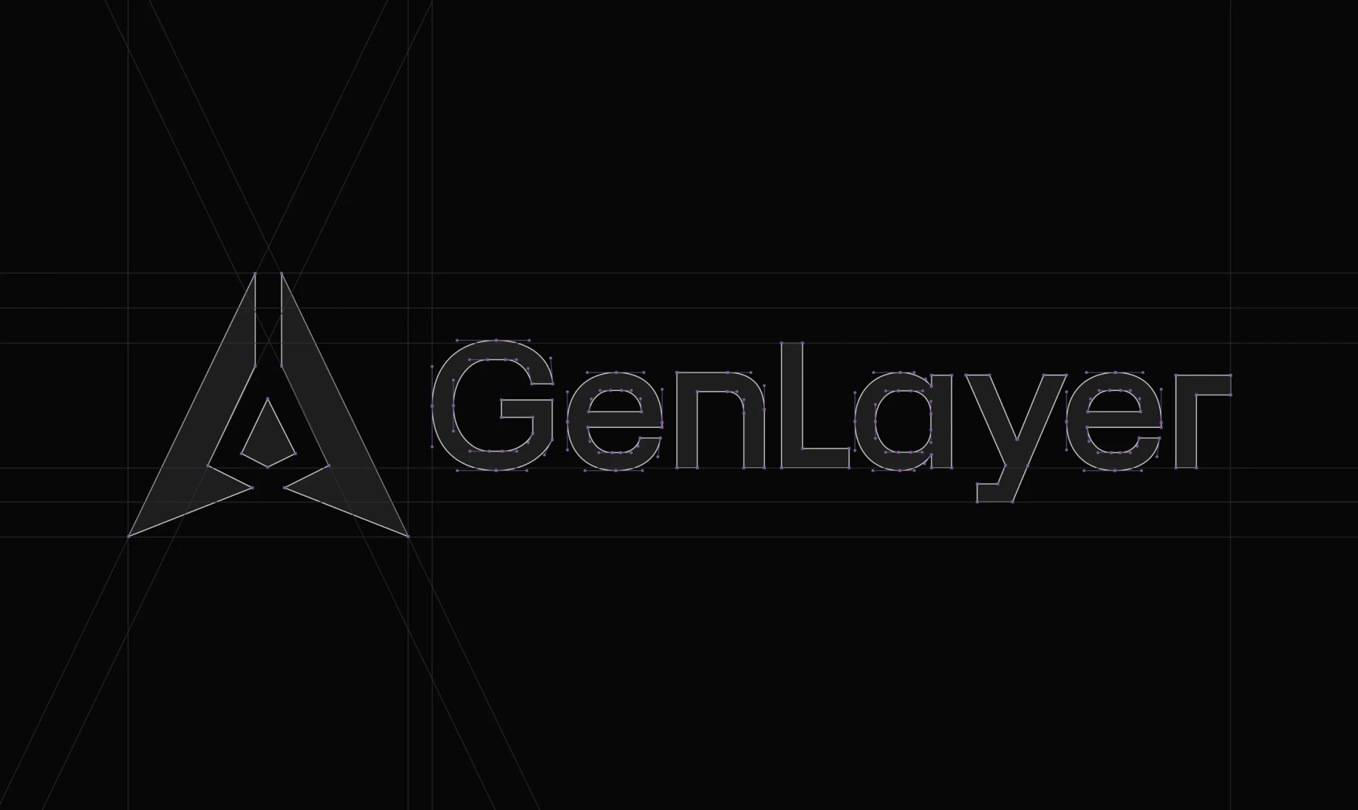 GenLayer pointed symbol, central negative space and wordmark construction lines