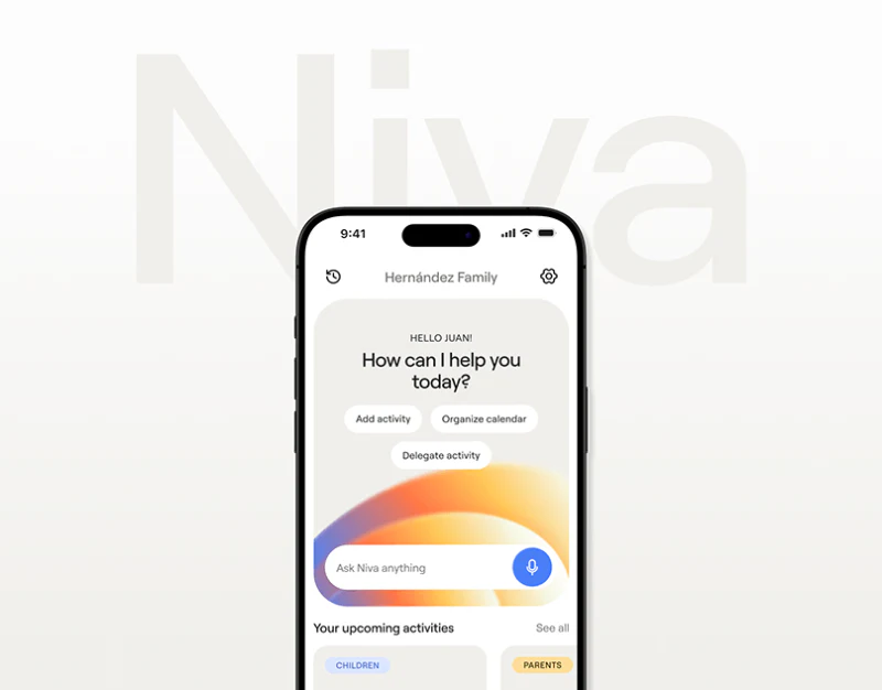 Family AI Scheduler Design: Niva’s Starts and Confirmation design preview