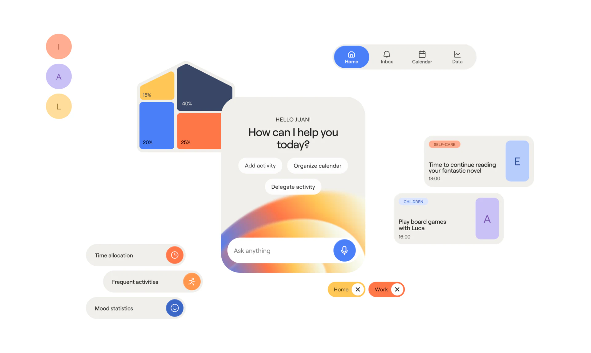 Niva home actions, voice entry, and task cards