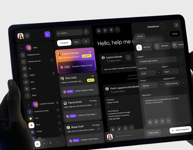 Email CRM Interface Design: Keep Sources Beside Tasks design preview