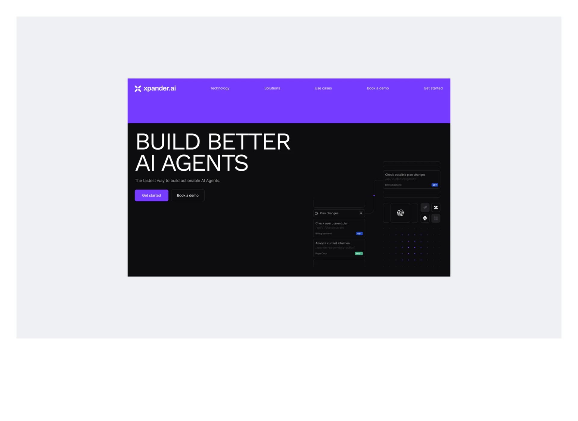 Xpander.ai黑紫首屏与任务接口卡片
