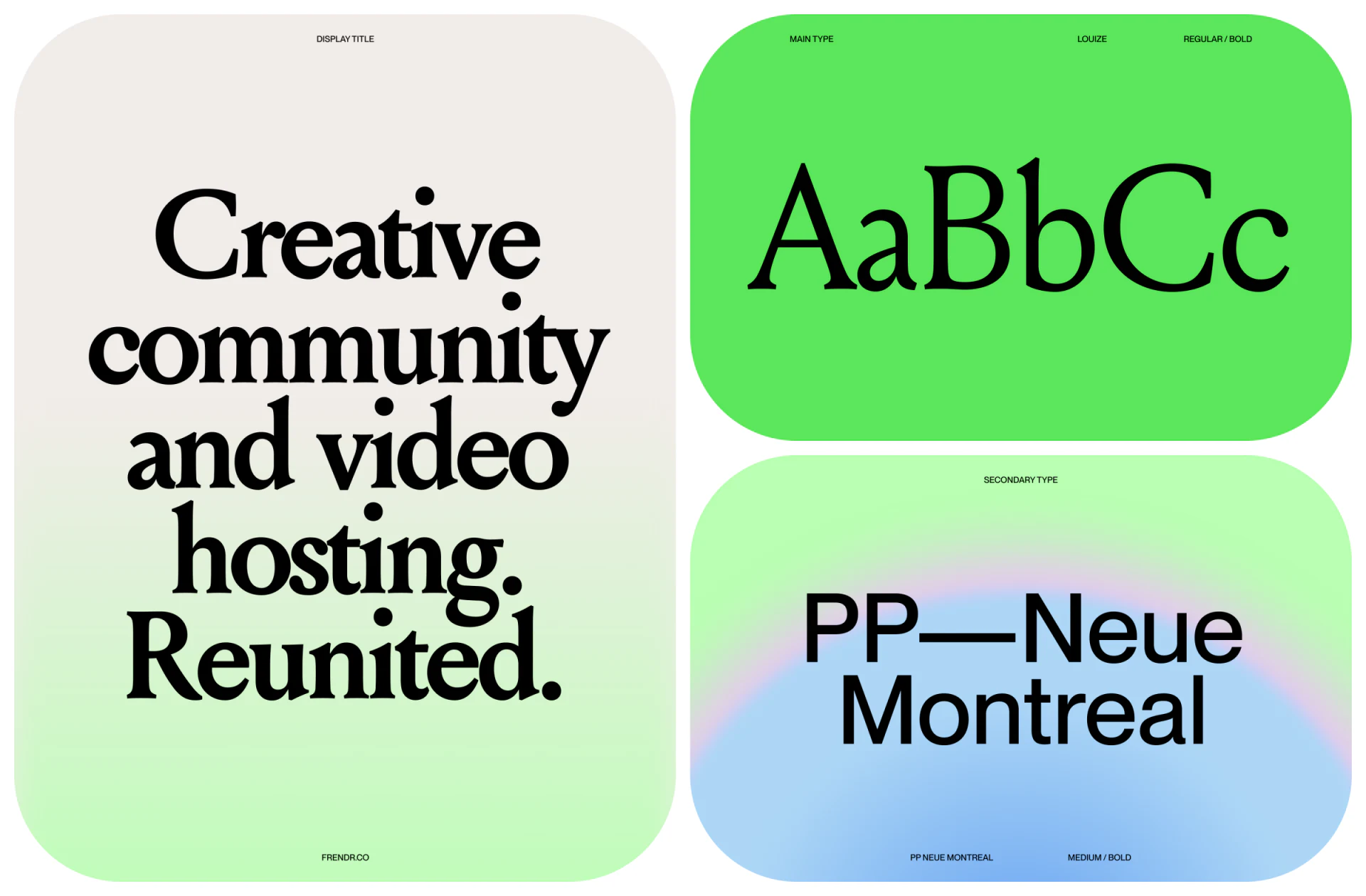 衬线主题大字与Louize、PP Neue Montreal两类字体示意